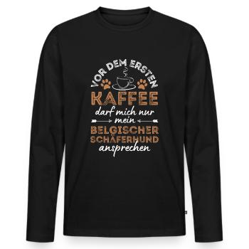 Belgian Shepherd Malinois Coffee Dog Cafe - Men's Premium Organic Long Sleeve Shirt - black - Front - Nico (187cm)
