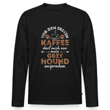 Greyhound Café Chien Café - T-shirt manches longues Premium bio Homme - noir - Devant - Nico (187cm)