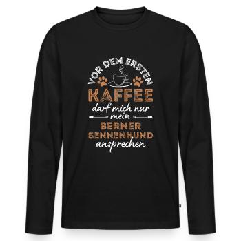 Bernese Mountain Dog Coffee Dog Cafe - T-shirt manches longues Premium bio Homme - noir - Devant - Nico (187cm)