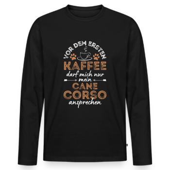Cane Corso Café Chien Café - T-shirt manches longues Premium bio Homme - noir - Devant - Nico (187cm)