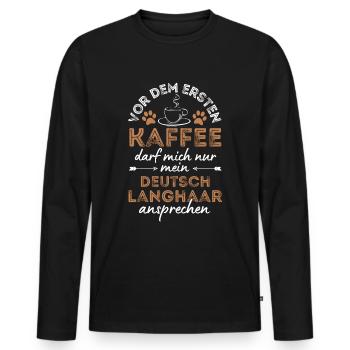 Café allemand à poil long Coffee Dog - T-shirt manches longues Premium bio Homme - noir - Devant - Nico (187cm)