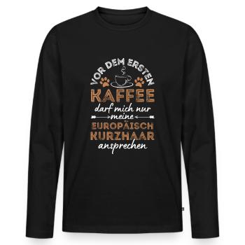 Café européen à poil court - T-shirt manches longues Premium bio Homme - noir - Devant - Nico (187cm)