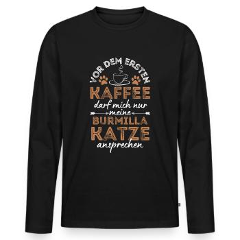 Burmilla Cat Coffee Café - T-shirt manches longues Premium bio Homme - noir - Devant - Nico (187cm)