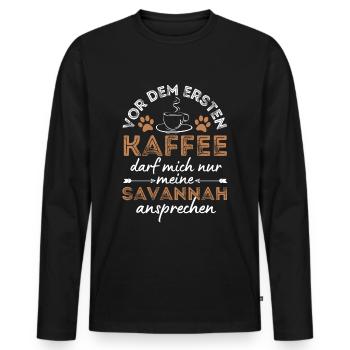Savannah Cat Coffee Café - T-shirt manches longues Premium bio Homme - noir - Devant - Nico (187cm)