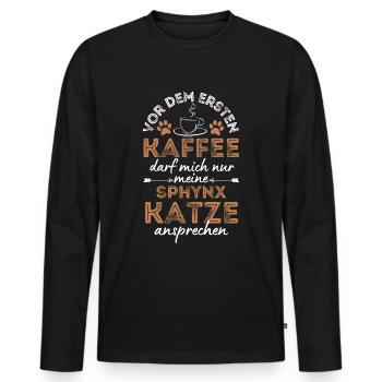 Café Sphynx Cat - T-shirt manches longues Premium bio Homme - noir - Devant - Nico (187cm)