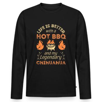 BBQ Grilling and Chihuahua Lovers - Men's Premium Organic Long Sleeve Shirt - black - Front - Nico (187cm)