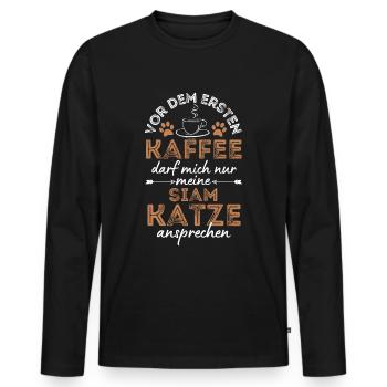 Siam Katze Kaffee Cafe - Männer Premium Bio Langarmshirt - Schwarz - Vorne - Nico (187cm)