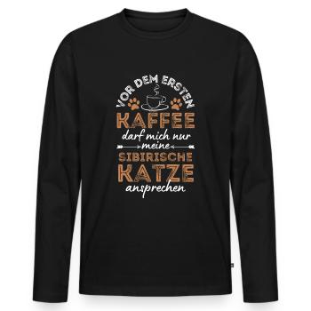 Café de chat sibérien - T-shirt manches longues Premium bio Homme - noir - Devant - Nico (187cm)