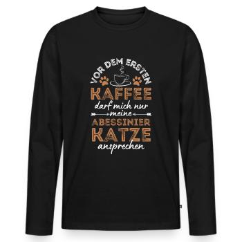 Café Abyssinian Cat Coffee - T-shirt manches longues Premium bio Homme - noir - Devant - Nico (187cm)