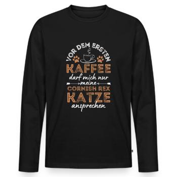 Cornish Rex Cat Coffee Café - T-shirt manches longues Premium bio Homme - noir - Devant - Nico (187cm)
