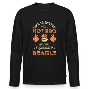 Grillades bbq pour les amateurs de beagle - T-shirt manches longues Premium bio Homme - noir - Devant - Nico (187cm)