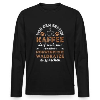 Café norvégien Forest Cat Coffee - T-shirt manches longues Premium bio Homme - noir - Devant - Nico (187cm)