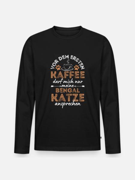 Café Bengal Cat Coffee - T-shirt manches longues Premium bio Homme - noir