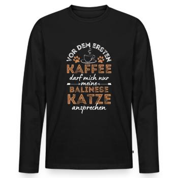 Café balinais Cat Coffee - T-shirt manches longues Premium bio Homme - noir - Devant - Nico (187cm)