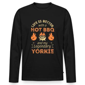 BBQ grilling for Yorkshire Terrier lovers - Men's Premium Organic Long Sleeve Shirt - black - Front - Nico (187cm)