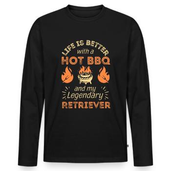 BBQ grilling and retriever lovers - Men's Premium Organic Long Sleeve Shirt - black - Front - Nico (187cm)