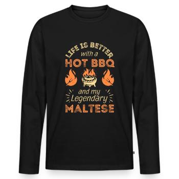 BBQ Grillen und Malteser Hund Liebhaber - Männer Premium Bio Langarmshirt - Schwarz - Vorne - Nico (187cm)