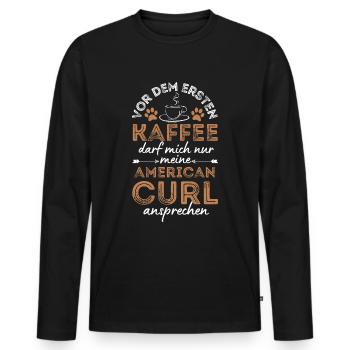 Café American Curl Cat - T-shirt manches longues Premium bio Homme - noir - Devant - Nico (187cm)