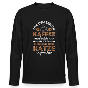 Anglais Rex Cat Coffee Cafe - T-shirt manches longues Premium bio Homme - noir - Devant - Nico (187cm)
