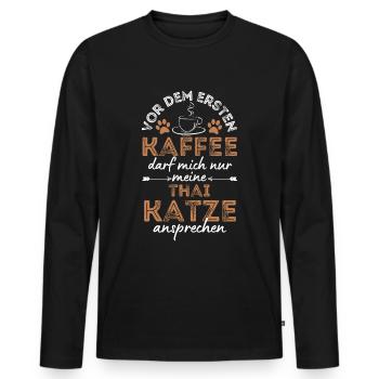 Café thaïlandais Cat Coffee - T-shirt manches longues Premium bio Homme - noir - Devant - Nico (187cm)