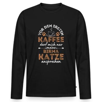 Café birman Cat Coffee - T-shirt manches longues Premium bio Homme - noir - Devant - Nico (187cm)