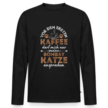 Café Bombay Cat - T-shirt manches longues Premium bio Homme - noir - Devant - Nico (187cm)