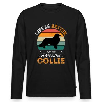 Légendaire Collie Vintage Rétro - T-shirt manches longues Premium bio Homme - noir - Devant - Nico (187cm)