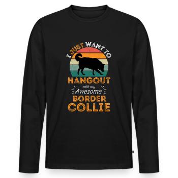 Legendary Border collie Vintage Retro - Men's Premium Organic Long Sleeve Shirt - black - Front - Nico (187cm)