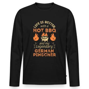 Barbecue pour les amateurs allemands de Pinscher - T-shirt manches longues Premium bio Homme - noir - Devant - Nico (187cm)