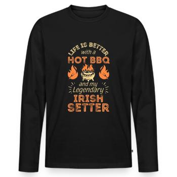 BBQ grillen Irish Setter Liebhaber - Männer Premium Bio Langarmshirt - Schwarz - Vorne - Nico (187cm)