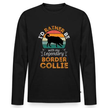 Legendary Border collie Vintage Retro - Men's Premium Organic Long Sleeve Shirt - black - Front - Nico (187cm)