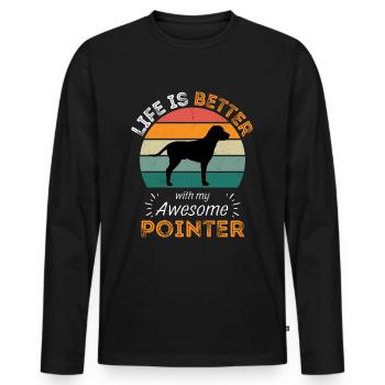 Legendary English Pointer Vintage Retro - Men's Premium Organic Long Sleeve Shirt - black - Front - Nico (187cm)