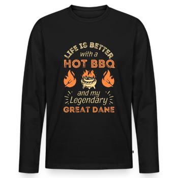 Grillades bbq et amateurs de Great Dane - T-shirt manches longues Premium bio Homme - noir - Devant - Nico (187cm)