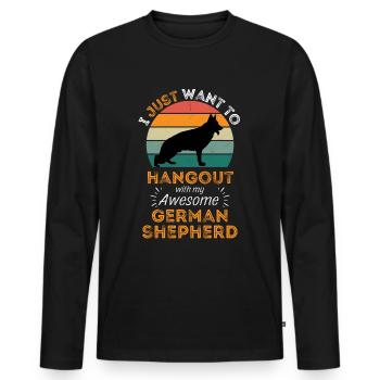 Legendary German Shepherd Vintage Retro - Men's Premium Organic Long Sleeve Shirt - black - Front - Nico (187cm)