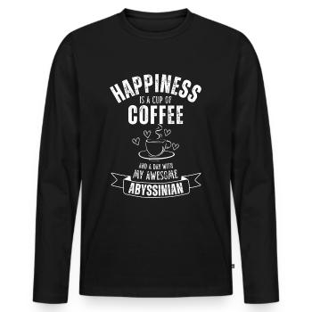 Café Abyssinian Cat Coffee - T-shirt manches longues Premium bio Homme - noir - Devant - Nico (187cm)