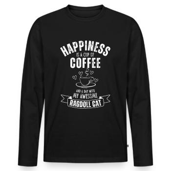 Ragdoll Cat Coffee Café - T-shirt manches longues Premium bio Homme - noir - Devant - Nico (187cm)