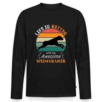 Légendaire Weimaraner Vintage Retro - T-shirt manches longues Premium bio Homme - noir - Devant - Nico (187cm)