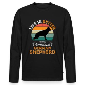 Legendary German Shepherd Vintage Retro - Men's Premium Organic Long Sleeve Shirt - black - Front - Nico (187cm)