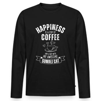 Somali Cat Coffee Cafe - Men's Premium Organic Long Sleeve Shirt - black - Front - Nico (187cm)