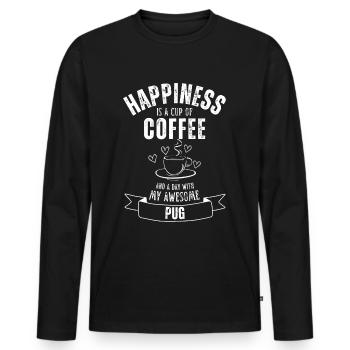 Pug Coffee Dog Cafe - T-shirt manches longues Premium bio Homme - noir - Devant - Nico (187cm)