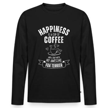 Fox Terrier Café Chien Café - T-shirt manches longues Premium bio Homme - noir - Devant - Nico (187cm)