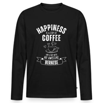 Bernese Mountain Dog Coffee Dog Cafe - T-shirt manches longues Premium bio Homme - noir - Devant - Nico (187cm)