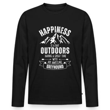 Greyhound Chien de plein air Nature Randonnée Camping - T-shirt manches longues Premium bio Homme - noir - Devant - Nico (187cm)