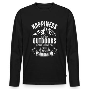 Zwergspitz Outdoor Dog Nature Hiking Camping - Men's Premium Organic Long Sleeve Shirt - black - Front - Nico (187cm)