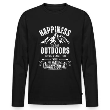 Border Collie Outdoor Dog Nature Hiking Camping - Men's Premium Organic Long Sleeve Shirt - black - Front - Nico (187cm)