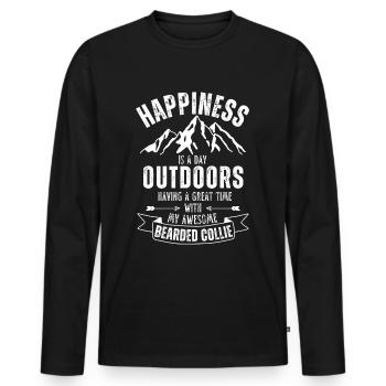 Bearded Collie Outdoor Dog Nature Hiking Camping - Men's Premium Organic Long Sleeve Shirt - black - Front - Nico (187cm)