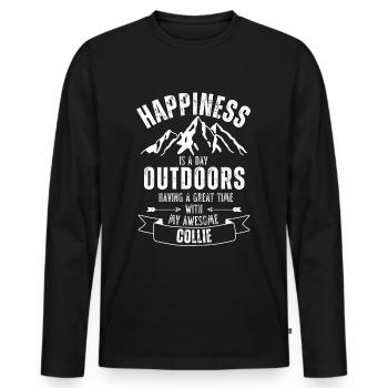 Collie Outdoor Dog Nature Hiking Camping - Men's Premium Organic Long Sleeve Shirt - black - Front - Nico (187cm)