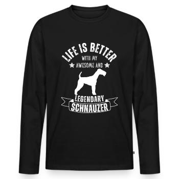 La vie est meilleure avec Schnauzer Dog Retro Vintage - T-shirt manches longues Premium bio Homme - noir - Devant - Nico (187cm)