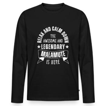 Relax my legendary Malamute is here Retro - Men's Premium Organic Long Sleeve Shirt - black - Front - Nico (187cm)