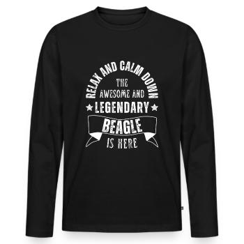 Relax my legendary Beagle is here Retro - Men's Premium Organic Long Sleeve Shirt - black - Front - Nico (187cm)
